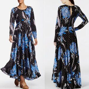 Free People Botanical Night Blue First Kiss Printed Maxi Dress - 37397